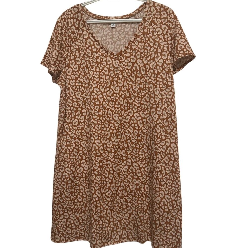 Nine West Junior's/Women's Animal Print V-Neck Short Sleeve Dress Size XL